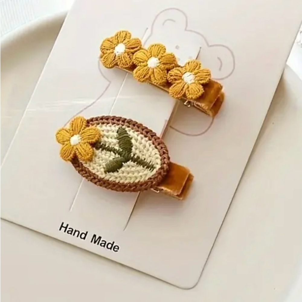 Embroidered Flower Hair Clip